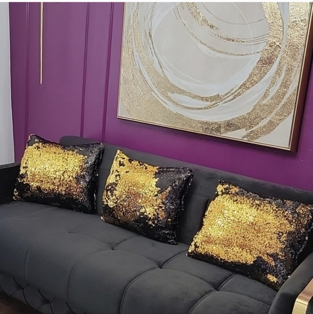 Sequin gold black  3 pillows